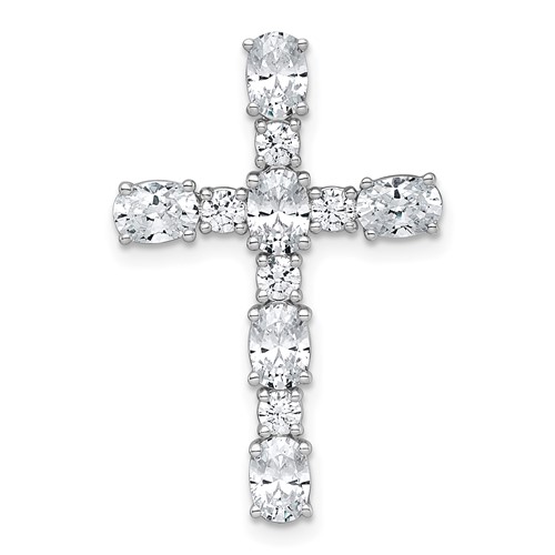 14K White Gold 1.75 Carat Lab Grown Diamond VS+ F+ Complete Cross Chain Slide Pendant