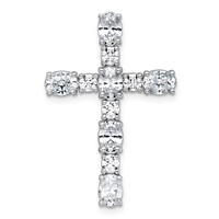 14K White Gold 2.33 Carat Lab Grown Diamond VS+ F+ Complete Cross Chain Slide Pendant view 1