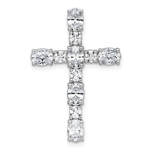 14K White Gold 2.33 Carat Lab Grown Diamond VS+ F+ Complete Cross Chain Slide Pendant