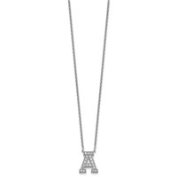 14K White Gold 0.50 Carat Lab Grown Diamond VS+ F+ Complete Letter a Initial Necklace, 18" view 2