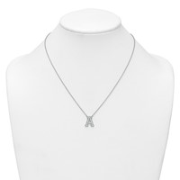 14K White Gold 0.50 Carat Lab Grown Diamond VS+ F+ Complete Letter a Initial Necklace, 18" view 3