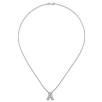 14K White Gold 0.50 Carat Lab Grown Diamond VS+ F+ Complete Letter a Initial Necklace, 18" view 4
