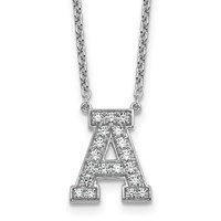 14K White Gold 0.50 Carat Lab Grown Diamond VS+ F+ Complete Letter a Initial Necklace, 18" view 1