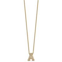 14K Yellow Gold 0.50 Carat Lab Grown Diamond VS+ F+ Complete Letter a Initial Necklace, 18" view 2