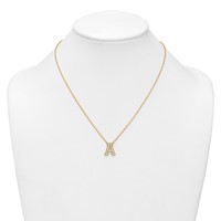 14K Yellow Gold 0.50 Carat Lab Grown Diamond VS+ F+ Complete Letter a Initial Necklace, 18" view 3