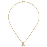 14K Yellow Gold 0.50 Carat Lab Grown Diamond VS+ F+ Complete Letter a Initial Necklace, 18" view 4