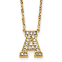 14K Yellow Gold 0.50 Carat Lab Grown Diamond VS+ F+ Complete Letter a Initial Necklace, 18" view 1