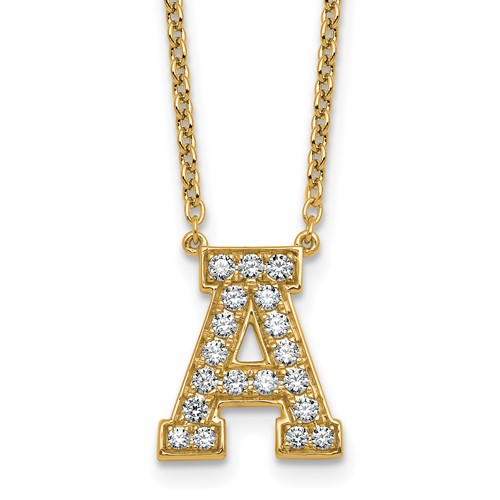 14K Yellow Gold 0.50 Carat Lab Grown Diamond VS+ F+ Complete Letter a Initial Necklace, 18"