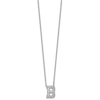 14K White Gold 0.50 Carat Lab Grown Diamond VS+ F+ Complete Letter B Initial Necklace, 18" view 2