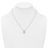 14K White Gold 0.50 Carat Lab Grown Diamond VS+ F+ Complete Letter B Initial Necklace, 18" view 3