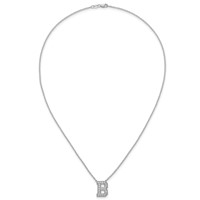 14K White Gold 0.50 Carat Lab Grown Diamond VS+ F+ Complete Letter B Initial Necklace, 18" view 4