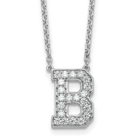 14K White Gold 0.50 Carat Lab Grown Diamond VS+ F+ Complete Letter B Initial Necklace, 18" view 1