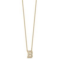 14K Yellow Gold 0.50 Carat Lab Grown Diamond VS+ F+ Complete Letter B Initial Necklace, 18" view 2