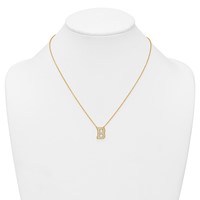 14K Yellow Gold 0.50 Carat Lab Grown Diamond VS+ F+ Complete Letter B Initial Necklace, 18" view 3