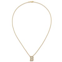 14K Yellow Gold 0.50 Carat Lab Grown Diamond VS+ F+ Complete Letter B Initial Necklace, 18" view 4