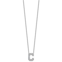 14K White Gold 0.33 Carat Lab Grown Diamond VS+ F+ Complete Letter C Initial Necklace, 18" view 2