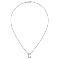 14K White Gold 0.33 Carat Lab Grown Diamond VS+ F+ Complete Letter C Initial Necklace, 18" view 4