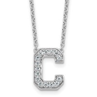 14K White Gold 0.33 Carat Lab Grown Diamond VS+ F+ Complete Letter C Initial Necklace, 18" view 1