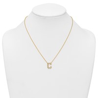 14K Yellow Gold 0.33 Carat Lab Grown Diamond VS+ F+ Complete Letter C Initial Necklace, 18" view 3