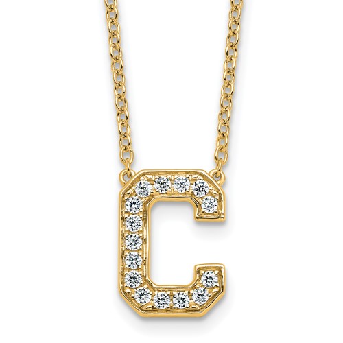14K Yellow Gold 0.33 Carat Lab Grown Diamond VS+ F+ Complete Letter C Initial Necklace, 18"