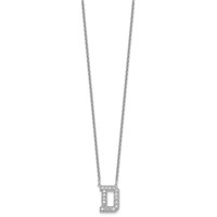 14K White Gold 0.50 Carat Lab Grown Diamond VS+ F+ Complete Letter D Initial Necklace, 18" view 2