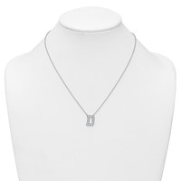 14K White Gold 0.50 Carat Lab Grown Diamond VS+ F+ Complete Letter D Initial Necklace, 18" view 3