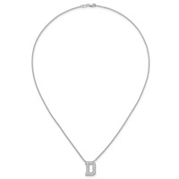 14K White Gold 0.50 Carat Lab Grown Diamond VS+ F+ Complete Letter D Initial Necklace, 18" view 4