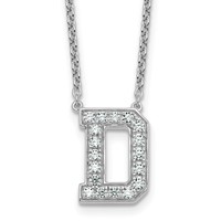 14K White Gold 0.50 Carat Lab Grown Diamond VS+ F+ Complete Letter D Initial Necklace, 18" view 1