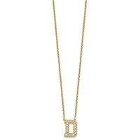 14K Yellow Gold 0.50 Carat Lab Grown Diamond VS+ F+ Complete Letter D Initial Necklace, 18" view 2