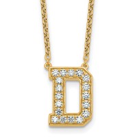 14K Yellow Gold 0.50 Carat Lab Grown Diamond VS+ F+ Complete Letter D Initial Necklace, 18" view 1