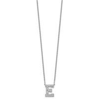 14K White Gold 0.38 Carat Lab Grown Diamond VS+ F+ Complete Letter E Initial Necklace, 18" view 2