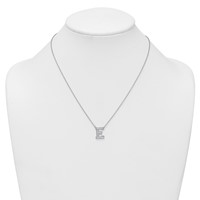 14K White Gold 0.38 Carat Lab Grown Diamond VS+ F+ Complete Letter E Initial Necklace, 18" view 3