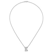 14K White Gold 0.38 Carat Lab Grown Diamond VS+ F+ Complete Letter E Initial Necklace, 18" view 4