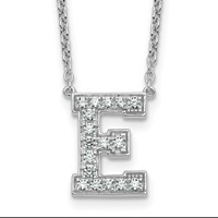 14K White Gold 0.38 Carat Lab Grown Diamond VS+ F+ Complete Letter E Initial Necklace, 18" view 1