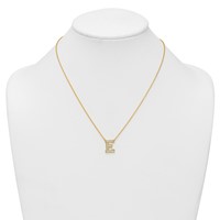 14K Yellow Gold 0.38 Carat Lab Grown Diamond VS+ F+ Complete Letter E Initial Necklace, 18" view 3