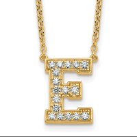 14K Yellow Gold 0.38 Carat Lab Grown Diamond VS+ F+ Complete Letter E Initial Necklace, 18" view 1