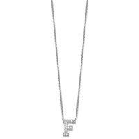 14K White Gold 0.33 Carat Lab Grown Diamond VS+ F+ Complete Letter F Initial Necklace, 18" view 2