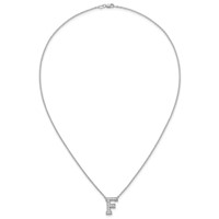 14K White Gold 0.33 Carat Lab Grown Diamond VS+ F+ Complete Letter F Initial Necklace, 18" view 4