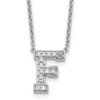 14K White Gold 0.33 Carat Lab Grown Diamond VS+ F+ Complete Letter F Initial Necklace, 18" view 1