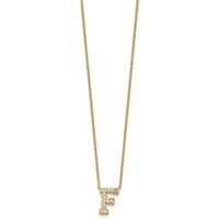 14K Yellow Gold 0.33 Carat Lab Grown Diamond VS+ F+ Complete Letter F Initial Necklace, 18" view 2