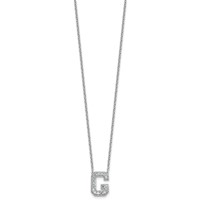 14K White Gold 0.33 Carat Lab Grown Diamond VS+ F+ Complete Letter G Initial Necklace, 18" view 2