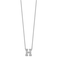 14K White Gold 0.50 Carat Lab Grown Diamond VS+ F+ Complete Letter H Initial Necklace, 18" view 2