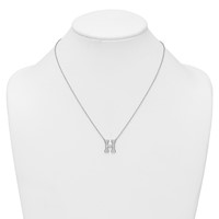 14K White Gold 0.50 Carat Lab Grown Diamond VS+ F+ Complete Letter H Initial Necklace, 18" view 3