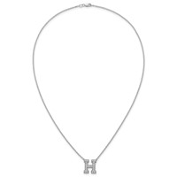 14K White Gold 0.50 Carat Lab Grown Diamond VS+ F+ Complete Letter H Initial Necklace, 18" view 4