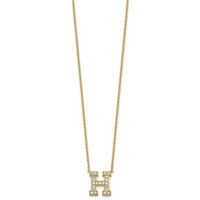 14K Yellow Gold 0.50 Carat Lab Grown Diamond VS+ F+ Complete Letter H Initial Necklace, 18" view 2