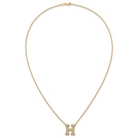 14K Yellow Gold 0.50 Carat Lab Grown Diamond VS+ F+ Complete Letter H Initial Necklace, 18" view 4