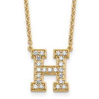 14K Yellow Gold 0.50 Carat Lab Grown Diamond VS+ F+ Complete Letter H Initial Necklace, 18" view 1
