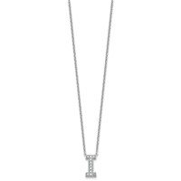 14K White Gold 0.25 Carat Lab Grown Diamond VS+ F+ Complete Letter I Initial Necklace, 18" view 2