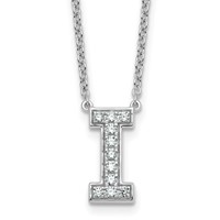 14K White Gold 0.25 Carat Lab Grown Diamond VS+ F+ Complete Letter I Initial Necklace, 18" view 1