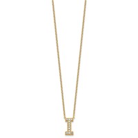 14K Yellow Gold 0.25 Carat Lab Grown Diamond VS+ F+ Complete Letter I Initial Necklace, 18" view 2